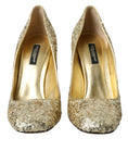 Load image into Gallery viewer, Dolce & Gabbana Gold Pailletten Kristall Absätze Pumps Schuhe
