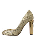 Load image into Gallery viewer, Dolce & Gabbana Gold Pailletten Kristall Absätze Pumps Schuhe
