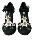 Load image into Gallery viewer, Dolce & Gabbana Schwarze Lilien Kristall Heels Pumps Schuhe
