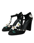 Load image into Gallery viewer, Dolce & Gabbana Schwarze Lilien Kristall Heels Pumps Schuhe
