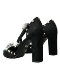 Load image into Gallery viewer, Dolce & Gabbana Schwarze Lilien Kristall Heels Pumps Schuhe
