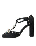 Load image into Gallery viewer, Dolce & Gabbana Schwarze Lilien Kristall Heels Pumps Schuhe
