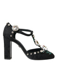 Load image into Gallery viewer, Dolce & Gabbana Schwarze Lilien Kristall Heels Pumps Schuhe
