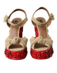 Bild in Galerie-Betrachter laden, Dolce & Gabbana Rote Rosen Kristall Plateau Sandalen Schuhe
