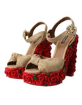 Bild in Galerie-Betrachter laden, Dolce & Gabbana Rote Rosen Kristall Plateau Sandalen Schuhe
