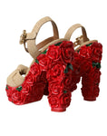 Bild in Galerie-Betrachter laden, Dolce & Gabbana Rote Rosen Kristall Plateau Sandalen Schuhe
