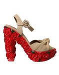 Bild in Galerie-Betrachter laden, Dolce & Gabbana Rote Rosen Kristall Plateau Sandalen Schuhe
