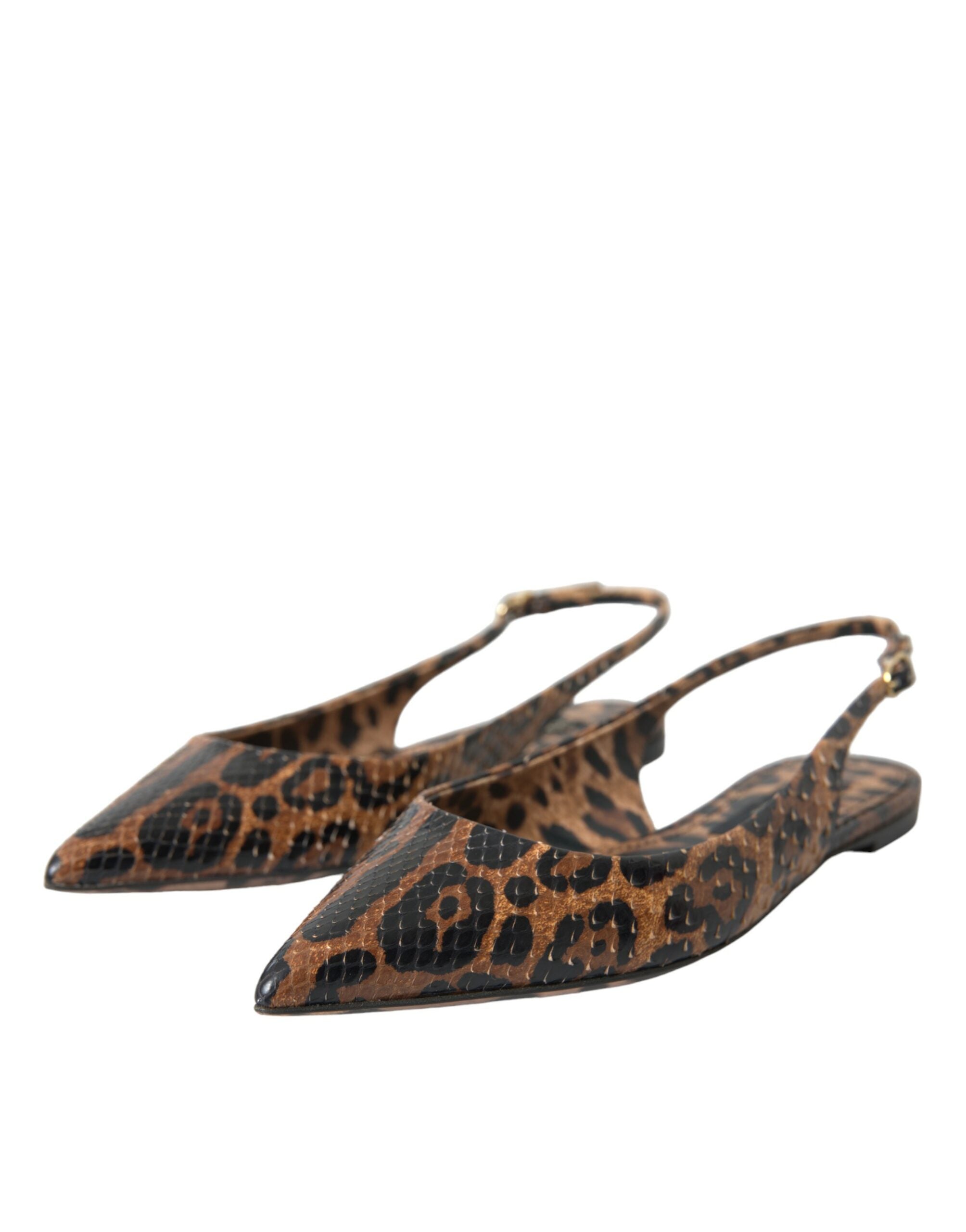 Dolce & Gabbana Braun Leopard Exotische Haut Slingback Schuhe