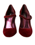 Load image into Gallery viewer, Dolce & Gabbana Rot Samt Gold Kristalle Heels Mary Jane Schuhe
