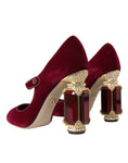 Load image into Gallery viewer, Dolce & Gabbana Rot Samt Gold Kristalle Heels Mary Jane Schuhe
