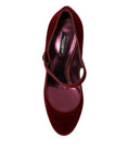 Load image into Gallery viewer, Dolce & Gabbana Rot Samt Gold Kristalle Heels Mary Jane Schuhe
