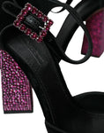 Load image into Gallery viewer, Dolce & Gabbana Schwarzer Samt Strass Kristall Mary Janes Schuhe
