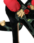 Load image into Gallery viewer, Dolce & Gabbana Schwarz Rosen Kristall Brosche Mary Jane Schuhe
