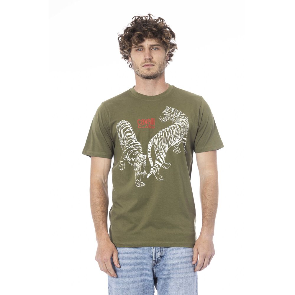 Cavalli Class Grünes Baumwolle Männer T-Shirt