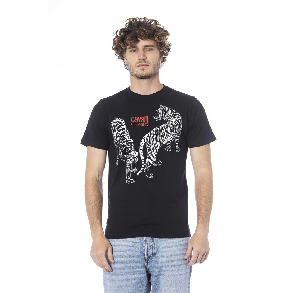 Cavalli Class Schwarzes Baumwolle Männer T-Shirt