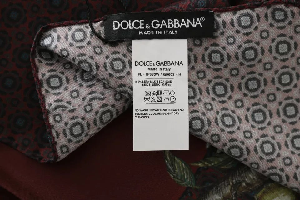 Dolce & Gabbana Bordeaux 100% Seide Floral Wrap Damen Schal