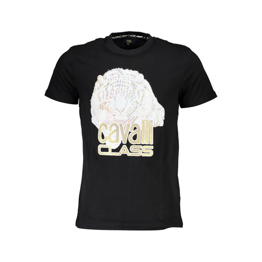 Cavalli Class Schwarzes T-Shirt aus Baumwolle