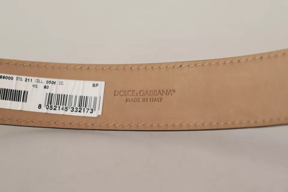 Dolce & Gabbana Schwarzes Leder Gold Metall Logo gravierte Schnalle Gürtel