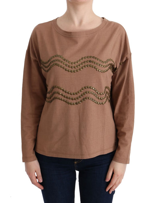 John Galliano Chic brown cotton crew neck sweater