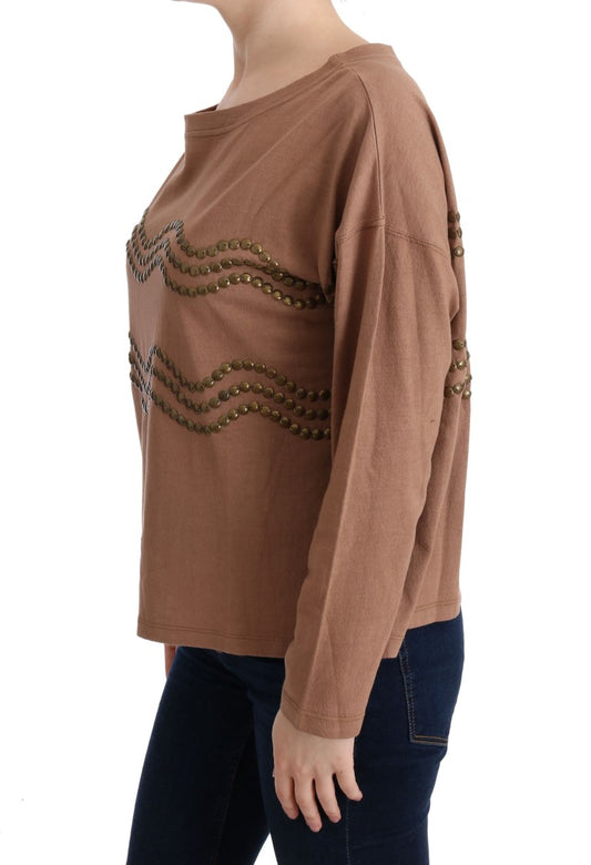 John Galliano Chic brown cotton crew neck sweater