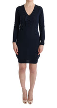 Load image into Gallery viewer, MARGHI LO' Elegant dress in blue wool above the knee
