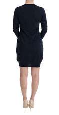 Load image into Gallery viewer, MARGHI LO' Elegant dress in blue wool above the knee
