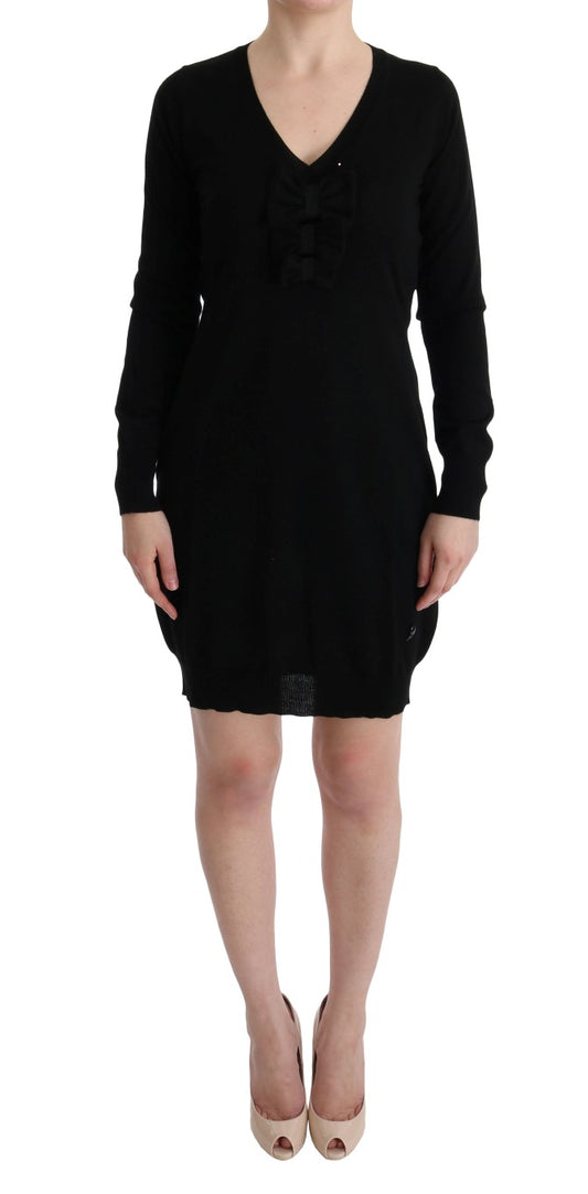 MARGHI LO' Elegant black shift dress made of wool