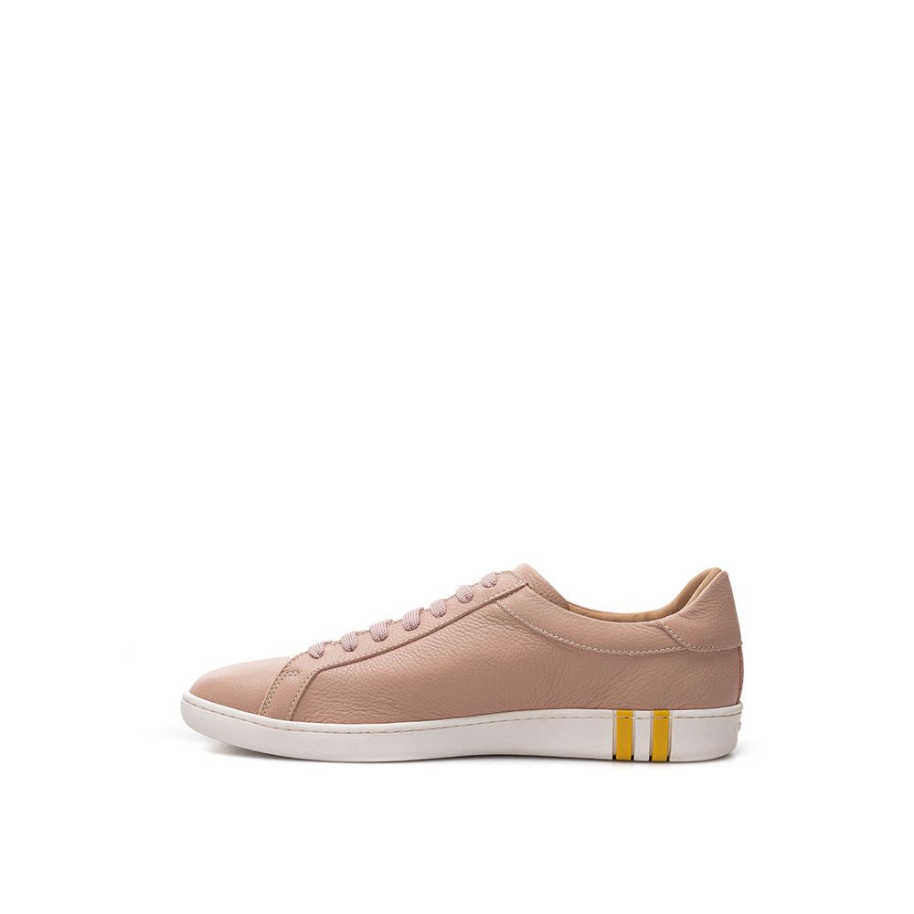 Bally Elegante rosa Baumwoll-Leder-Sneakers