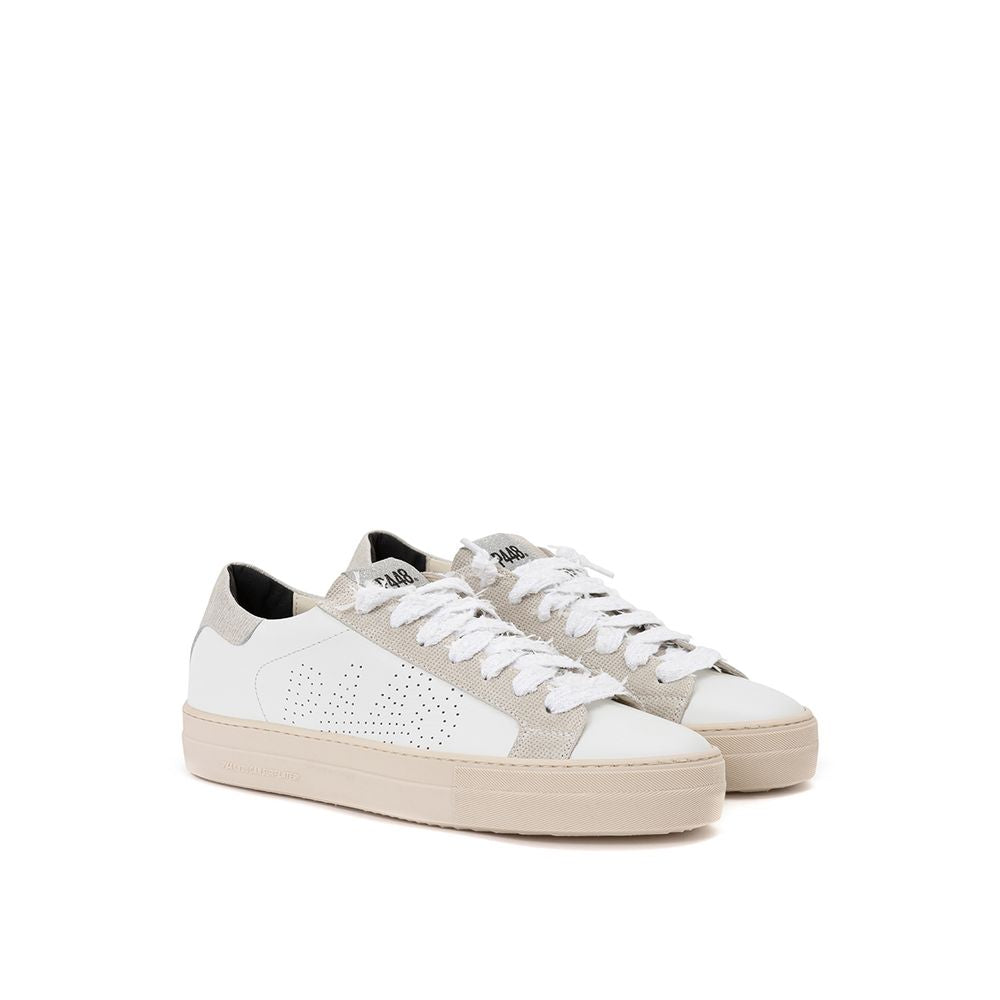 P448 Elegante weiße Leder-Sneakers