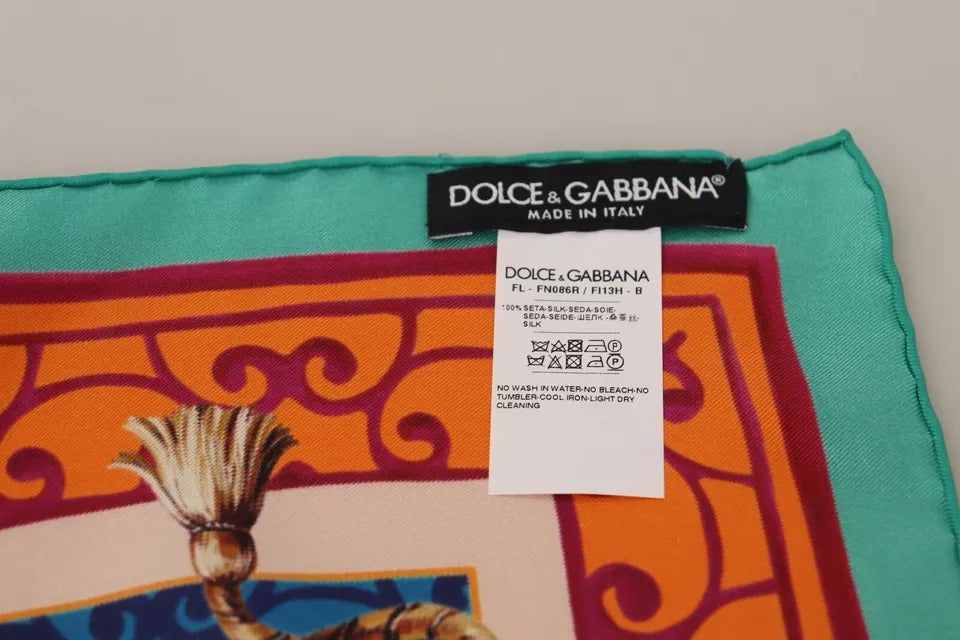 Dolce & Gabbana Multicolor Fans Dragon Nylon Schal Wrap Schal