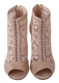 Load image into Gallery viewer, Dolce & Gabbana Beige Spitze Wildleder Peep Toe Ankle Boots Schuhe
