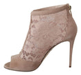 Load image into Gallery viewer, Dolce & Gabbana Beige Spitze Wildleder Peep Toe Ankle Boots Schuhe
