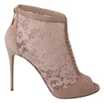 Load image into Gallery viewer, Dolce & Gabbana Beige Spitze Wildleder Peep Toe Ankle Boots Schuhe
