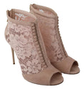 Load image into Gallery viewer, Dolce & Gabbana Beige Spitze Wildleder Peep Toe Ankle Boots Schuhe
