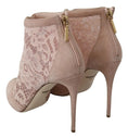 Load image into Gallery viewer, Dolce & Gabbana Beige Spitze Wildleder Peep Toe Ankle Boots Schuhe
