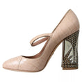 Load image into Gallery viewer, Dolce & Gabbana Beige Leder Mary Janes Verschönerte Schuhe
