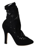 Load image into Gallery viewer, Dolce & Gabbana Schwarz Stretch Pumps Stiefel Floral Spitze Schuhe
