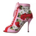 Load image into Gallery viewer, Dolce & Gabbana Multicolor Jersey Stretch Stiefel Offene Zehen Absätze Schuhe
