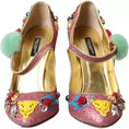 Load image into Gallery viewer, Dolce & Gabbana Rosa verschönert Pelz Mary Jane Pumps Schuhe
