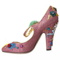 Load image into Gallery viewer, Dolce & Gabbana Rosa verschönert Pelz Mary Jane Pumps Schuhe
