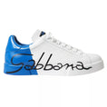 Bild in Galerie-Betrachter laden, Dolce & Gabbana Weiß Blau Leder Logo Low Top Sneakers Schuhe
