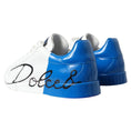 Bild in Galerie-Betrachter laden, Dolce & Gabbana Weiß Blau Leder Logo Low Top Sneakers Schuhe
