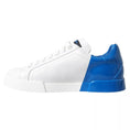 Bild in Galerie-Betrachter laden, Dolce & Gabbana Weiß Blau Leder Logo Low Top Sneakers Schuhe
