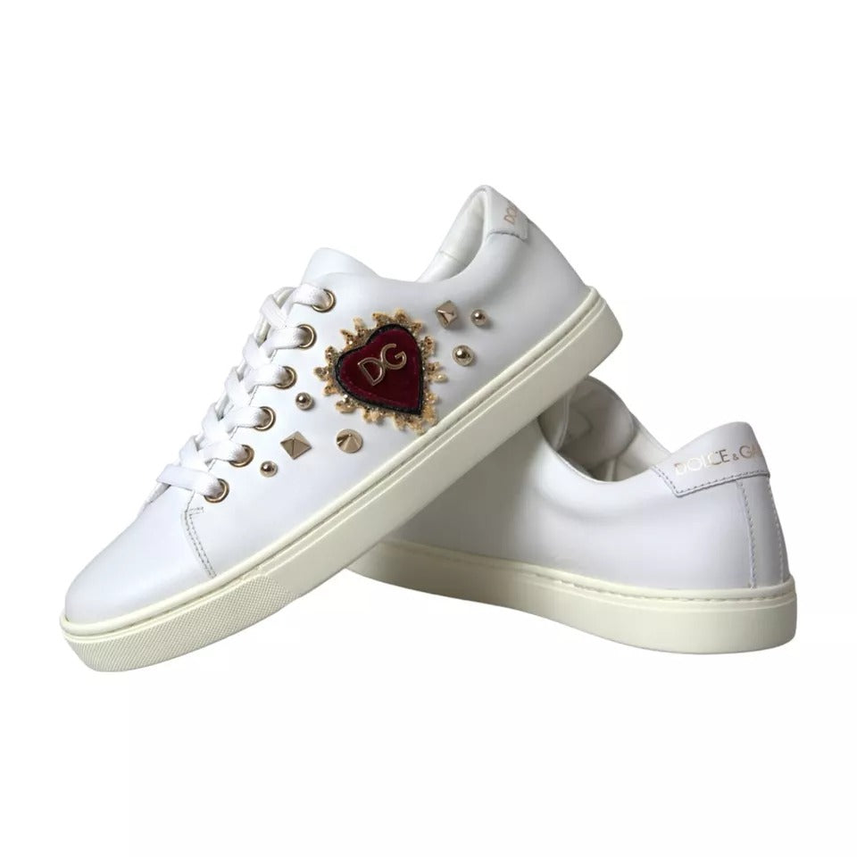 Dolce & Gabbana Weiß Portofino Sacred Heart Turnschuhe Frauen Schuhe