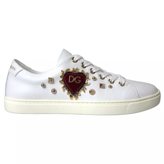 Dolce & Gabbana Weiß Portofino Sacred Heart Turnschuhe Frauen Schuhe