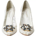 Load image into Gallery viewer, Dolce & Gabbana Weiße Taormina Spitze Kristall Absatz Pumps Schuhe
