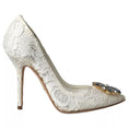 Load image into Gallery viewer, Dolce & Gabbana Weiße Taormina Spitze Kristall Absatz Pumps Schuhe
