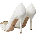 Load image into Gallery viewer, Dolce & Gabbana Weiße Taormina Spitze Kristall Absatz Pumps Schuhe
