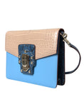 Load image into Gallery viewer, Dolce & Gabbana Blau Beige Exotisches Leder LUCIA Crossbody Geldbörse Tasche
