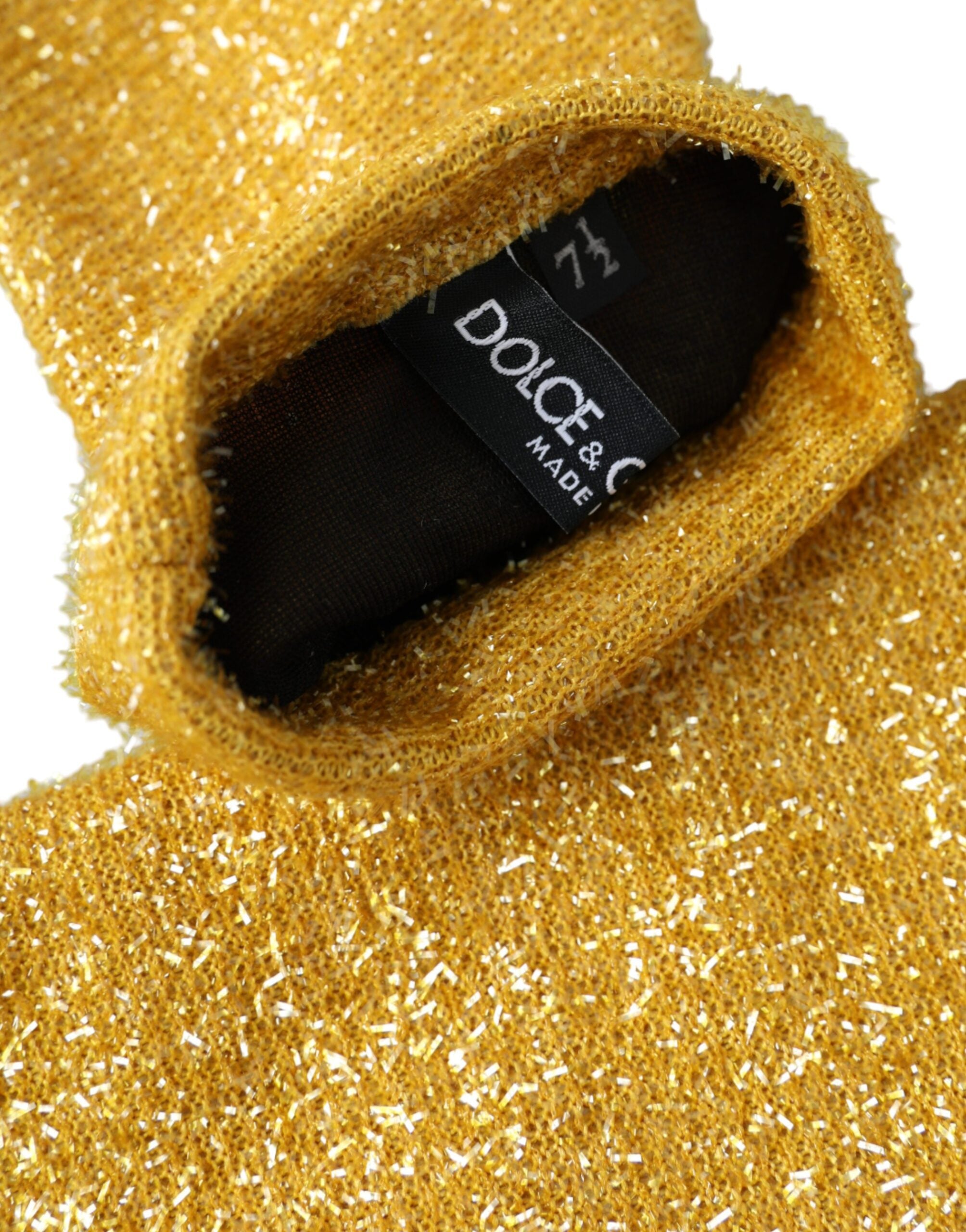 Dolce & Gabbana Gold Lurex Fantasia Mittlere Armlänge Handschuhe